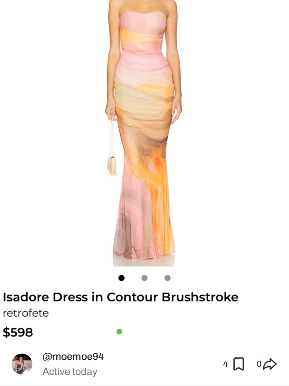 Retrofete Strapless Contour Brushstroke Gown in Pink and Orange
